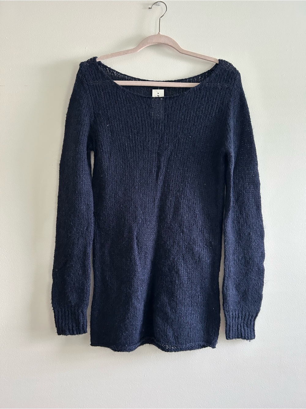 NWT John Galt Women's Navy Knit Crochet Sweater Long Sleeve